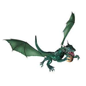 <b>GrünBlauXoxxie</b> ist ein Drachenkind. Nun ist der richtige Moment, dem Kleinen Fliegen, Feuerspucken usw. beizubringen.