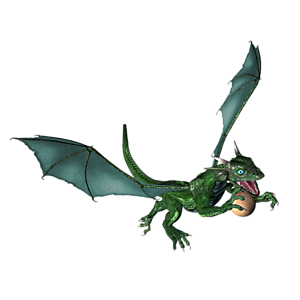 <b>Dragogi</b> ist ein Drachenkind. Nun ist der richtige Moment, dem Kleinen Fliegen, Feuerspucken usw. beizubringen.